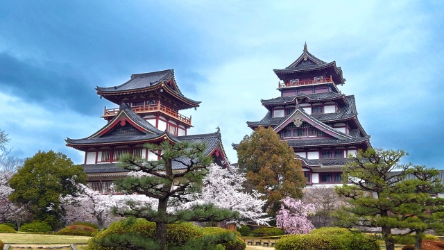 歴史的雰囲気を感じさせる再建天守が印象的な伏見桃山城の外観