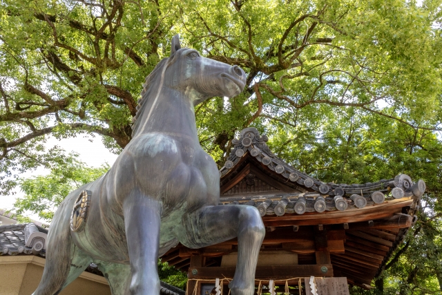 勝運と馬の守護神として信仰を集める藤森神社の本殿と絵馬